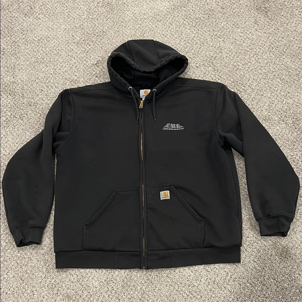 Carhartt Men's Black Full-Zip Hooded Jacket, Rain Defender